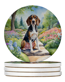 Spring Path Large Sandstone Coasters (Pack of 4) (Dog Breed: American English Coonhound 6549)