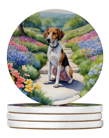 Spring Path Large Sandstone Coasters (Pack of 4) (Dog Breed: American Foxhound 6551)