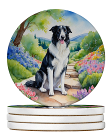 Spring Path Large Sandstone Coasters (Pack of 4) (Dog Breed: Borzoi 6576)