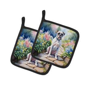 Spring Path Pair of Pot Holders (Design: Boxer 6580, size: 7.5HX7.5W)