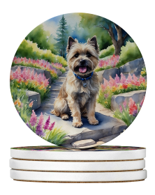 Spring Path Large Sandstone Coasters (Pack of 4) (Dog Breed: Cairn Terrier 6589)
