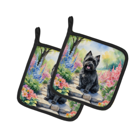 Spring Path Pair of Pot Holders (Design: Cairn Terrier 6590, size: 7.5HX7.5W)