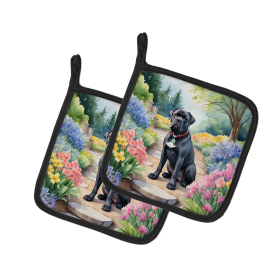Spring Path Pair of Pot Holders (Design: Cane Corso 6591, size: 7.5HX7.5W)