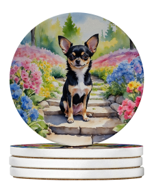 Spring Path Large Sandstone Coasters (Pack of 4) (Dog Breed: Chihuahua 6597)