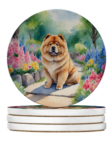 Spring Path Large Sandstone Coasters (Pack of 4) (Dog Breed: Chow Chow 6599)
