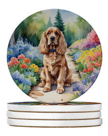 Spring Path Large Sandstone Coasters (Pack of 4) (Dog Breed: Cocker Spaniel 6605)