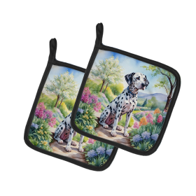 Spring Path Pair of Pot Holders (Design: Dalmatian 6615, size: 7.5HX7.5W)