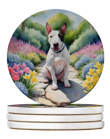 Spring Path Large Sandstone Coasters (Pack of 4) (Dog Breed: English Bull Terrier 6620)