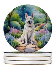 Spring Path Large Sandstone Coasters (Pack of 4) (Dog Breed: German Shepherd 6632)