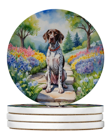 Spring Path Large Sandstone Coasters (Pack of 4) (Dog Breed: German Shorthaired Pointer 6633)