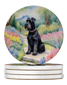 Spring Path Large Sandstone Coasters (Pack of 4) (Dog Breed: Giant Schnauzer 6635)