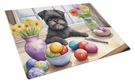 Decorating Easter Glass Cutting Board (Dog Breed: Affenpinscher 6737, size: large)