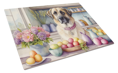 Decorating Easter Glass Cutting Board (Dog Breed: Anatolian Shepherd 6748, size: large)