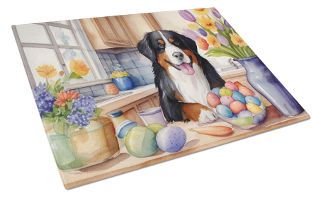 Decorating Easter Glass Cutting Board (Dog Breed: Bernese Mountain Dog 6762, size: large)