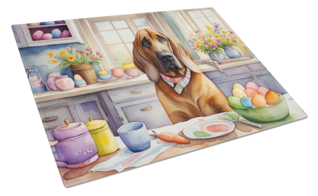 Decorating Easter Glass Cutting Board (Dog Breed: Bloodhound 6765, size: large)