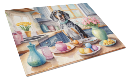 Decorating Easter Glass Cutting Board (Dog Breed: Bluetick Coonhound 6766, size: large)
