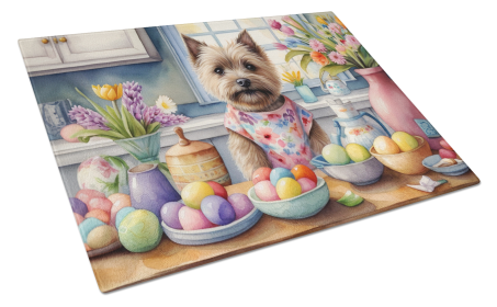 Decorating Easter Glass Cutting Board (Dog Breed: Cairn Terrier 6780, size: large)