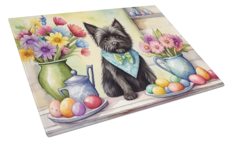 Decorating Easter Glass Cutting Board (Dog Breed: Cairn Terrier 6781, size: large)