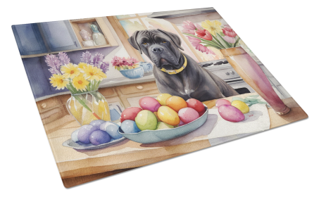 Decorating Easter Glass Cutting Board (Dog Breed: Cane Corso 6782, size: large)