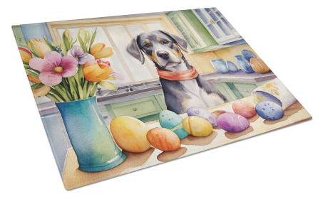 Decorating Easter Glass Cutting Board (Dog Breed: Catahoula 6783, size: large)