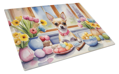 Decorating Easter Glass Cutting Board (Dog Breed: Chihuahua 6789, size: large)