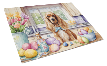 Decorating Easter Glass Cutting Board (Dog Breed: Cocker Spaniel 6794, size: large)