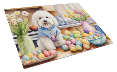 Decorating Easter Glass Cutting Board (Dog Breed: Coton de Tulear 6797, size: large)