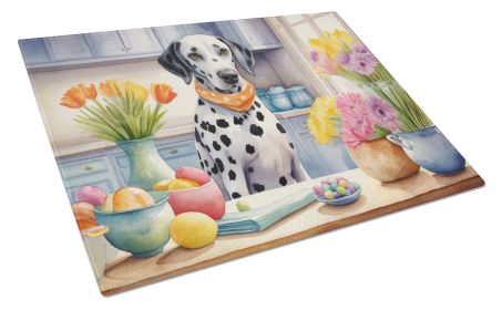 Decorating Easter Glass Cutting Board (Dog Breed: Dalmatian 6801, size: large)