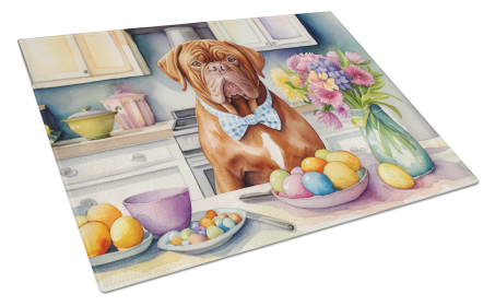 Decorating Easter Glass Cutting Board (Dog Breed: Dogue de Bordeaux 6803, size: large)