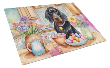 Decorating Easter Glass Cutting Board (Dog Breed: Gordon Setter 6824, size: large)