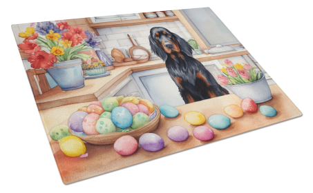 Decorating Easter Glass Cutting Board (Dog Breed: Gordon Setter 6825, size: large)