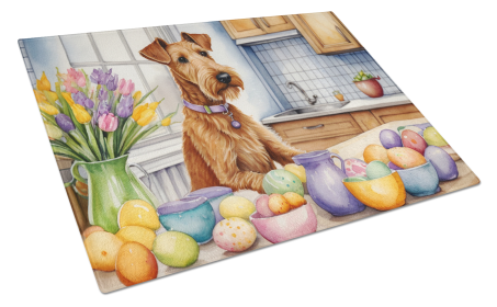 Decorating Easter Glass Cutting Board (Dog Breed: Irish Terrier 6834, size: large)