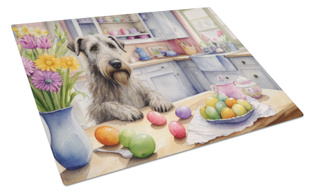 Decorating Easter Glass Cutting Board (Dog Breed: Irish Wolfhound 6836, size: large)