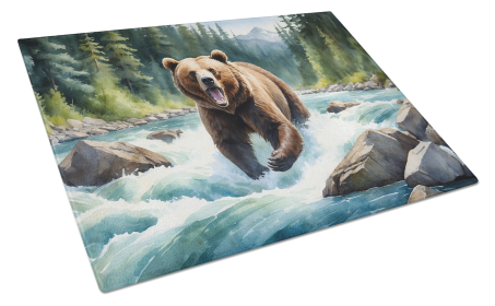 Animals Around Glass Cutting Board (Dog Breed: Grizzly Bear 7644, size: large)