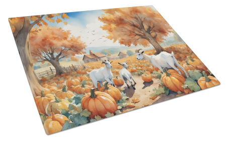 Animals Around Glass Cutting Board (Dog Breed: Goats 7647, size: large)