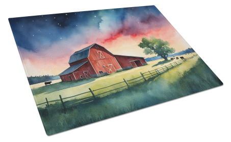 Animals Around Glass Cutting Board (Dog Breed: Barn at Twilight 7648, size: large)
