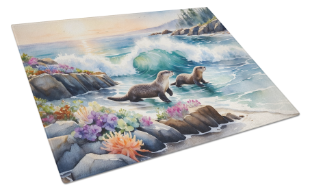 Animals Around Glass Cutting Board (Dog Breed: Coastal Wildlife Seals 7655, size: large)