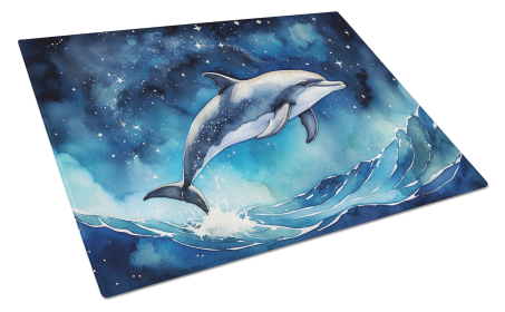 Animals Around Glass Cutting Board (Dog Breed: Dolphin 7661, size: large)