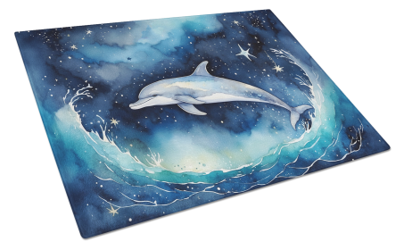 Animals Around Glass Cutting Board (Dog Breed: Dolphin 7662, size: large)