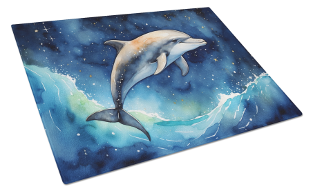 Animals Around Glass Cutting Board (Dog Breed: Dolphin 7663, size: large)