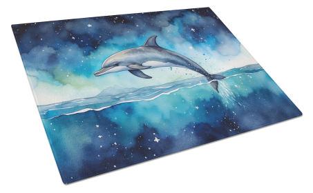Animals Around Glass Cutting Board (Dog Breed: Dolphin 7664, size: large)