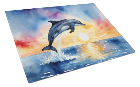 Animals Around Glass Cutting Board (Dog Breed: Dolphin 7665, size: large)