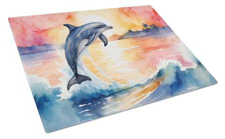 Animals Around Glass Cutting Board (Dog Breed: Dolphin 7666, size: large)