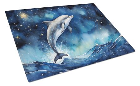 Animals Around Glass Cutting Board (Dog Breed: Dolphin 7667, size: large)