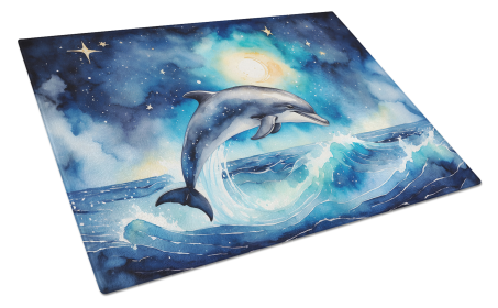 Animals Around Glass Cutting Board (Dog Breed: Dolphin 7668, size: large)