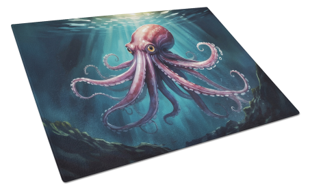 Animals Around Glass Cutting Board (Dog Breed: Giant Squid 7669, size: large)