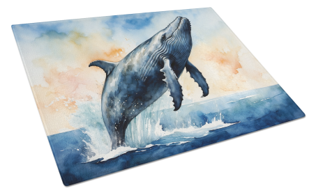 Animals Around Glass Cutting Board (Dog Breed: Humpback Whale 7670, size: large)