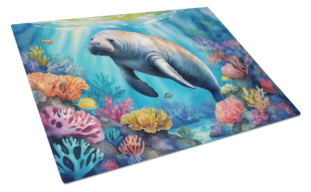 Animals Around Glass Cutting Board (Dog Breed: Manatee 7673, size: large)