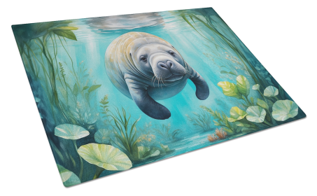 Animals Around Glass Cutting Board (Dog Breed: Manatee 7674, size: large)