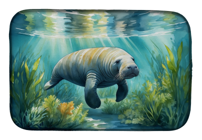 Animals Around Dish Drying Mat (Design: Manatee 7676, size: 14  x 21")